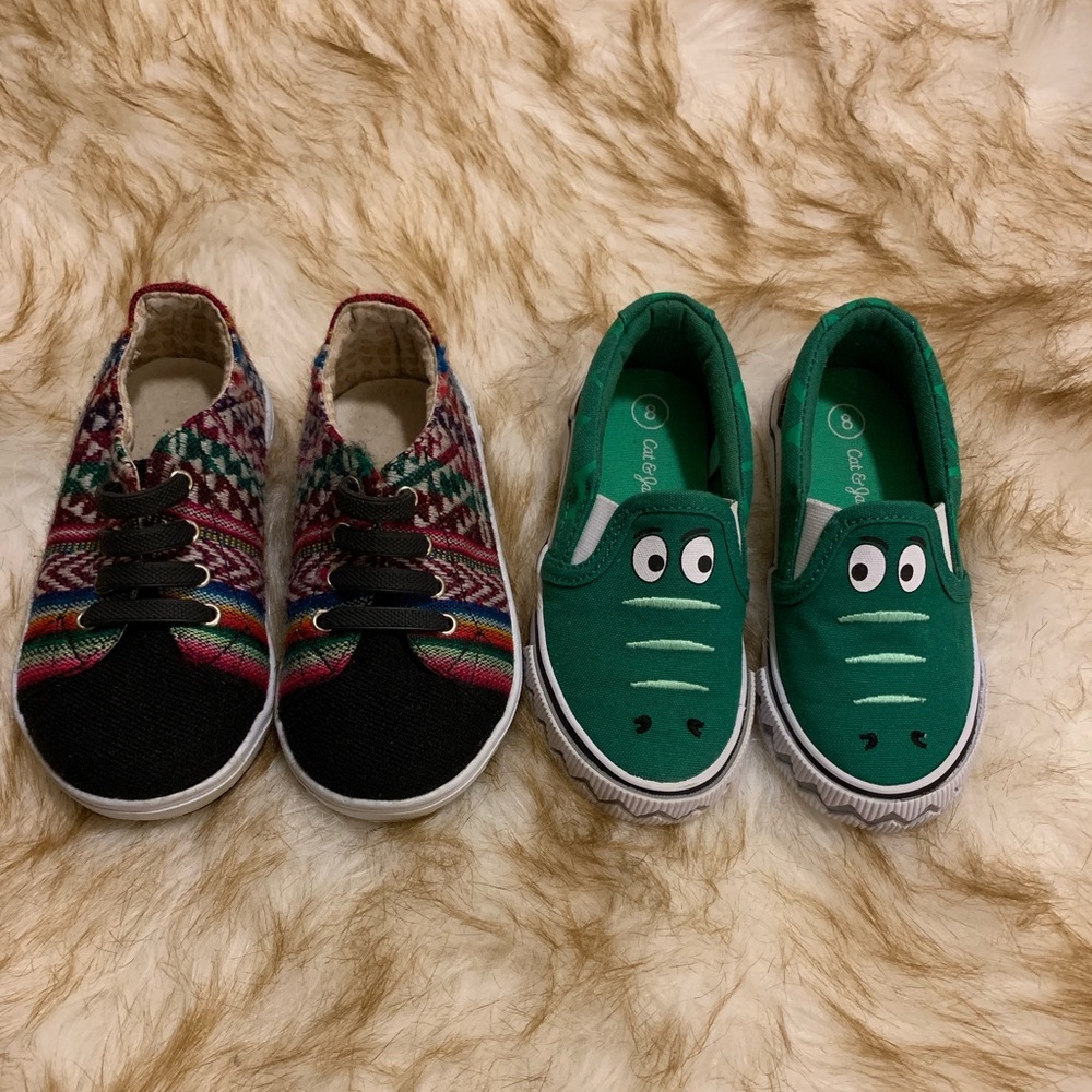 2 pairs of toddler slip on sneakers.
